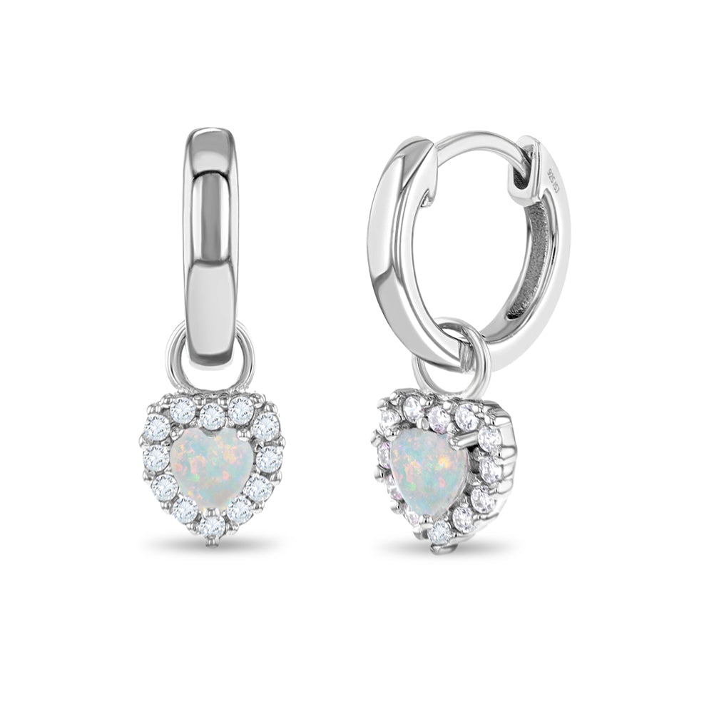 Kids Dangling Heart Huggie Hoop Earrings — 925 Sterling Silver