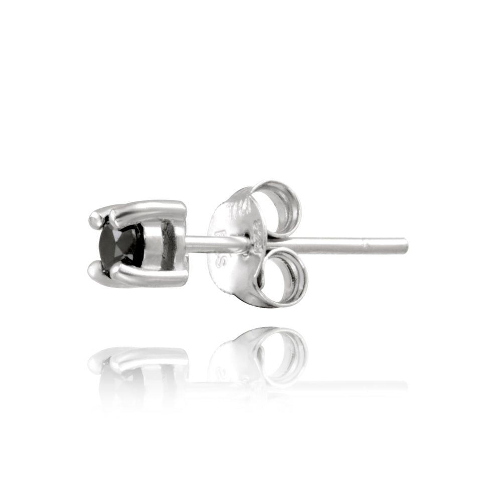 1/4 Ct Black Diamond Stud Earrings in 925 Silver