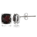 Sterling Silver 7mm Cushion-Cut Garnet Stud Earrings