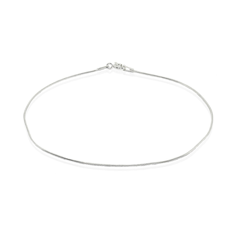 Sterling Silver Italian Thin 0.75mm Snake Chain Anklet