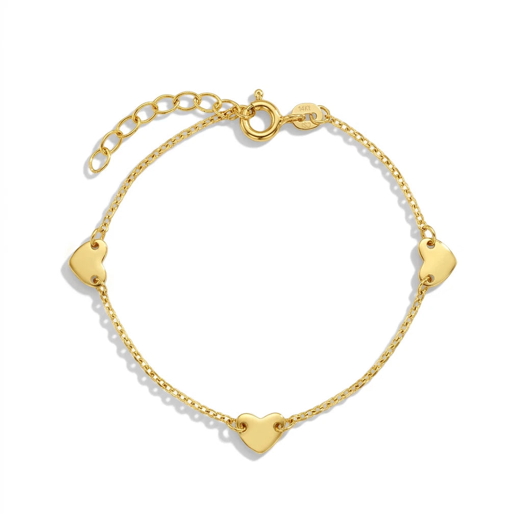 14K Gold Heart Charm Tag ID Baby Bracelet