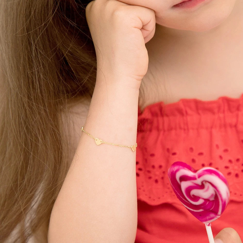 14K Gold Heart Charm Tag ID Baby Bracelet