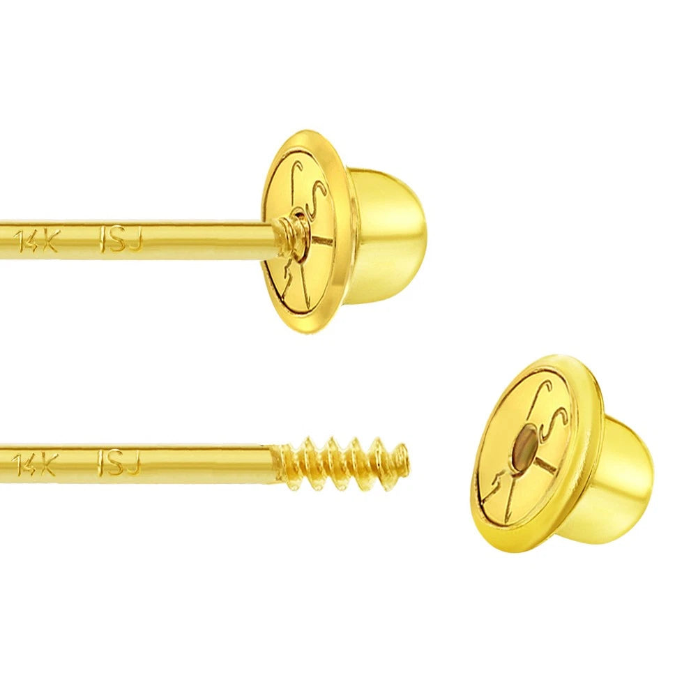 14K Yellow Gold Cross Screw-Back Stud Earrings for Toddlers