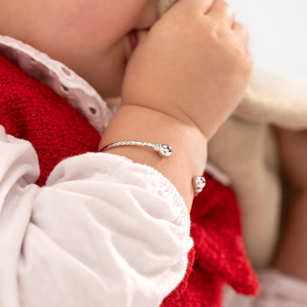 Sterling Silver Baby Cuff Bangle Bracelet with Twisted Cable