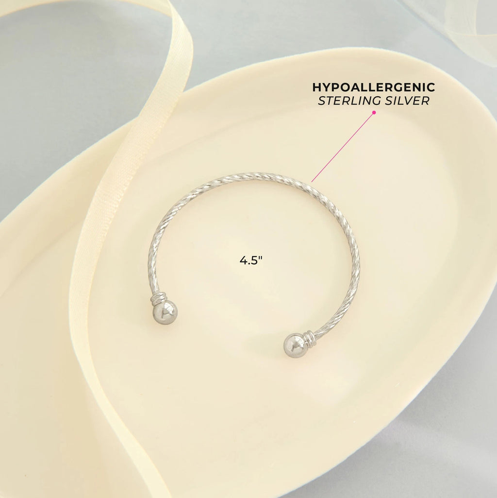 Sterling Silver Baby Cuff Bangle Bracelet with Twisted Cable