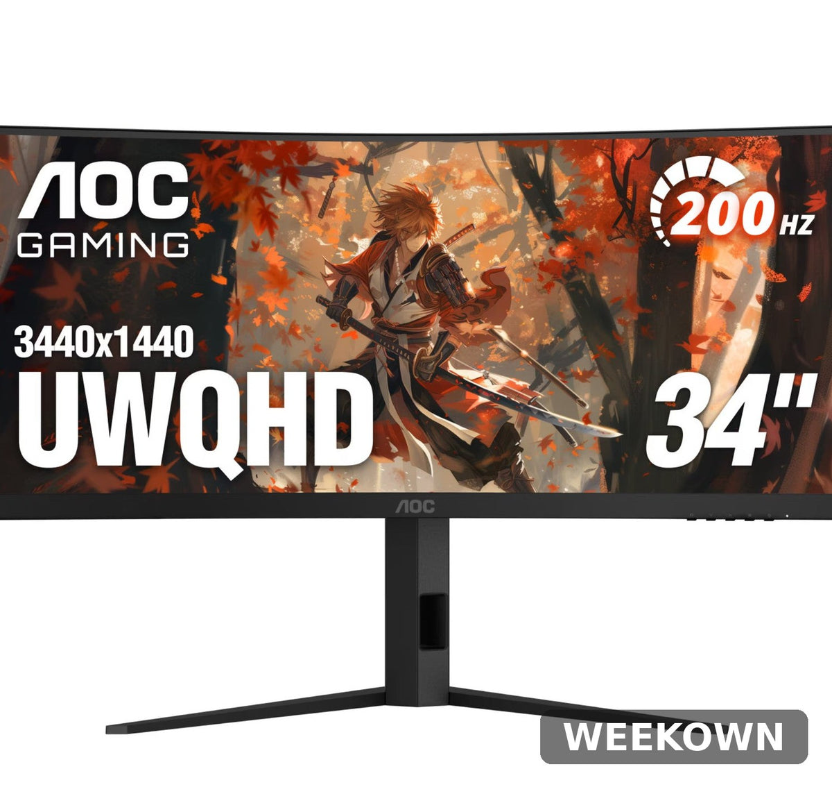AOC 34in Curved WQHD 200Hz Gaming Monitor — front view