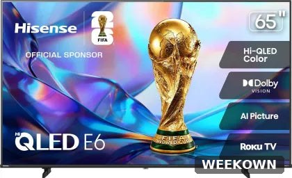Hisense 65" E6SR Hi-QLED 4K Smart TV (2026) — front view