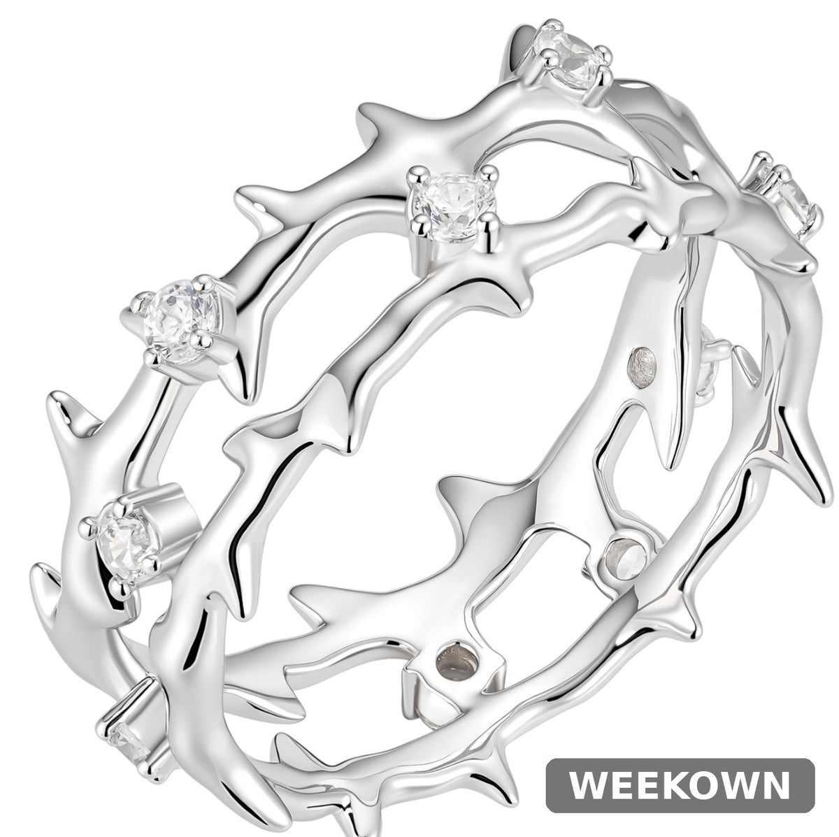 Moissanite Crown Of Thorns Ring