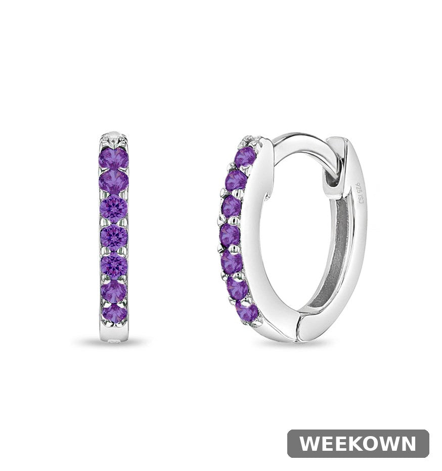 Kids Tiny Rainbow Huggie Hoop Earrings — 925 Sterling Silver — front view