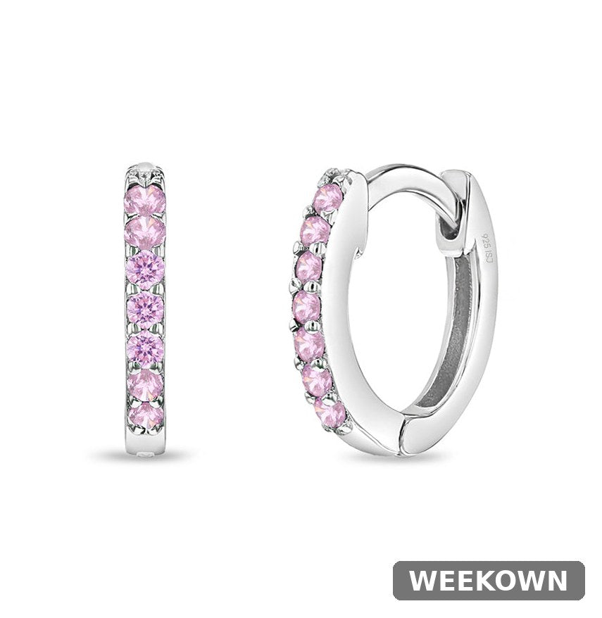 Kids Tiny Rainbow Huggie Hoop Earrings — 925 Sterling Silver — back view