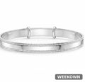 Kids Twinkle Heart Adjustable Bangle Bracelet — 925 Sterling Silver — front view