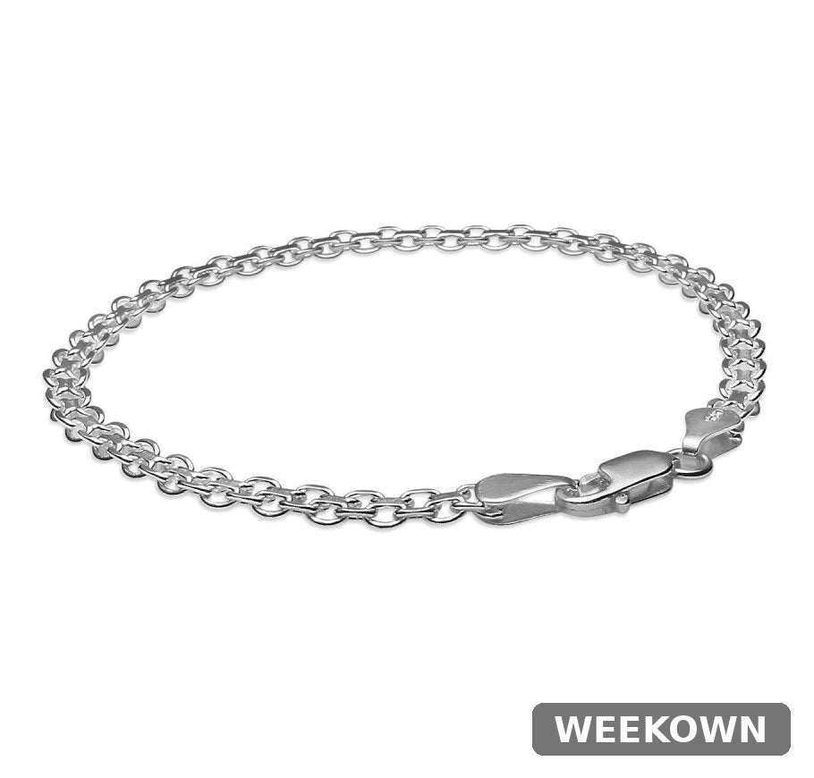 3mm Bismark Chain Bracelet in Sterling Silver, 7 Inches
