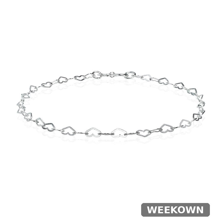 Heart Link Chain Bracelet in Sterling Silver