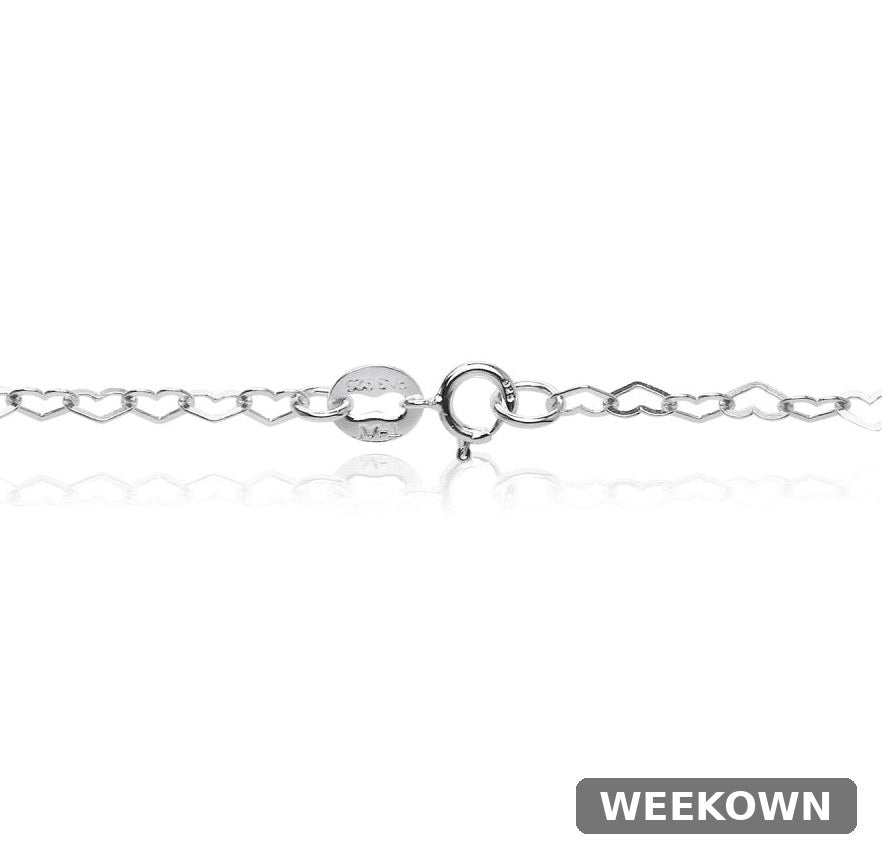 Heart Link Chain Bracelet in Sterling Silver