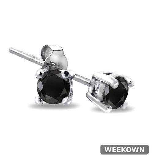 1/4 Ct Black Diamond Stud Earrings in 925 Silver