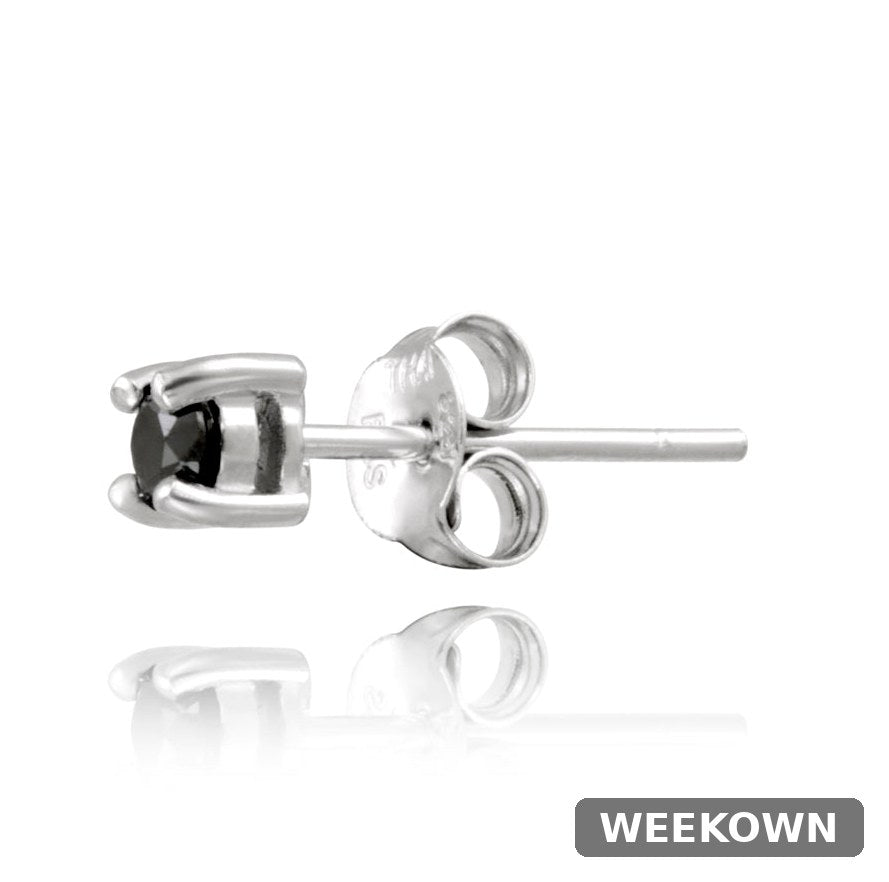 1/4 Ct Black Diamond Stud Earrings in 925 Silver
