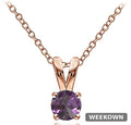 Rose Gold Flashed Sterling Silver Alexandrite 5mm Round Solitaire Necklace — front view
