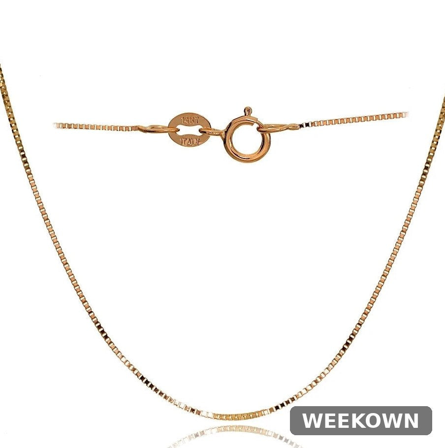 14K Rose Gold .6mm Box Italian Chain Necklace, 20 Inches