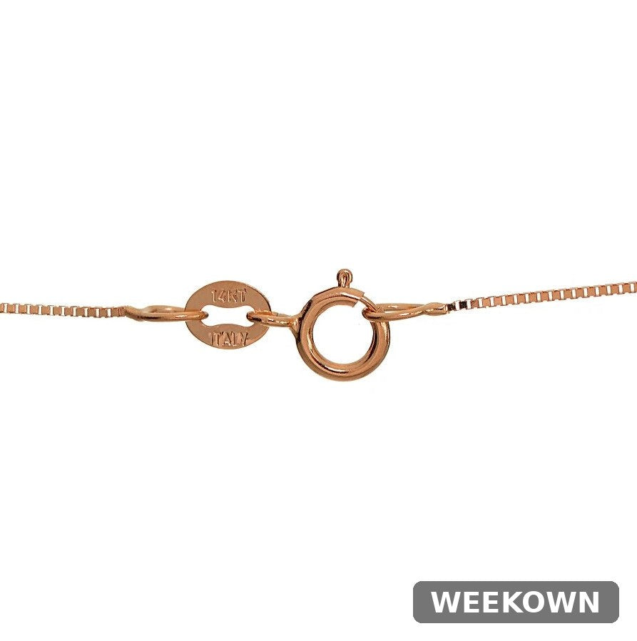 14K Rose Gold .6mm Box Italian Chain Necklace, 20 Inches