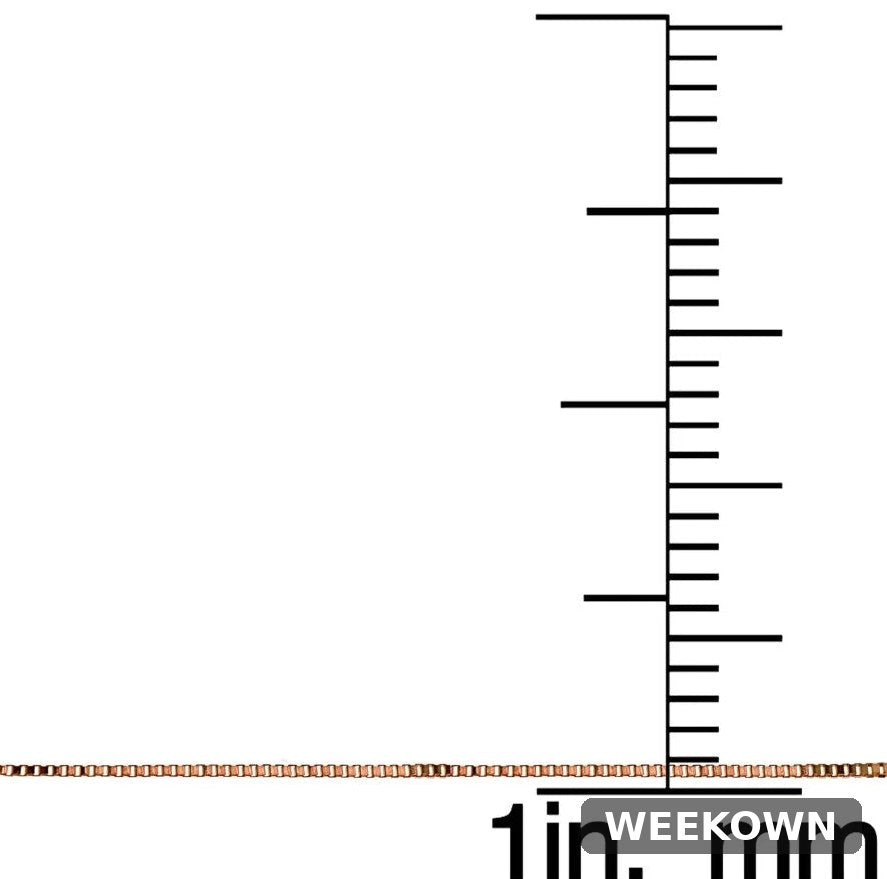 14K Rose Gold .6mm Box Italian Chain Necklace, 20 Inches