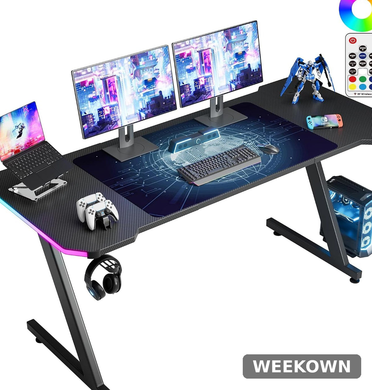 63" RGB LED Gaming Desk — Z-Frame
