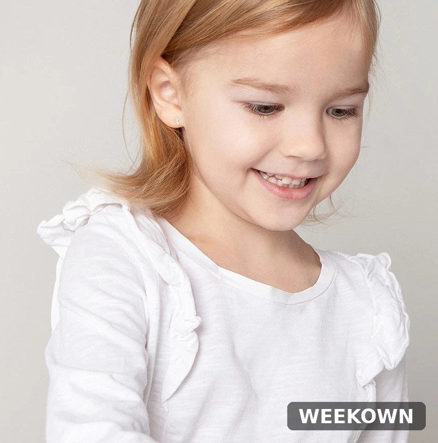 14K Yellow Gold Cross Screw-Back Stud Earrings for Toddlers