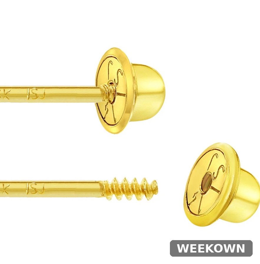 14K Yellow Gold Cross Screw-Back Stud Earrings for Toddlers