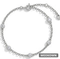 Sterling Silver CZ Station Bracelet for Girls — front view