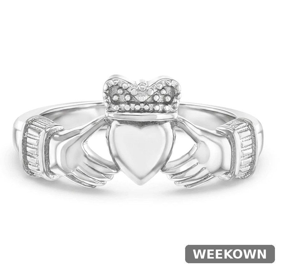 Sterling Silver Irish Claddagh Ring for Kids (Sizes 2-5) — front view