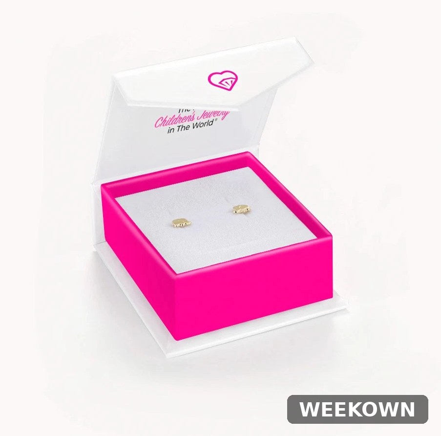 14K Yellow Gold Lucky Elephant Screw-Back Stud Earrings