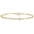 Yellow Gold Flashed Sterling Silver Figaro Chain Anklet